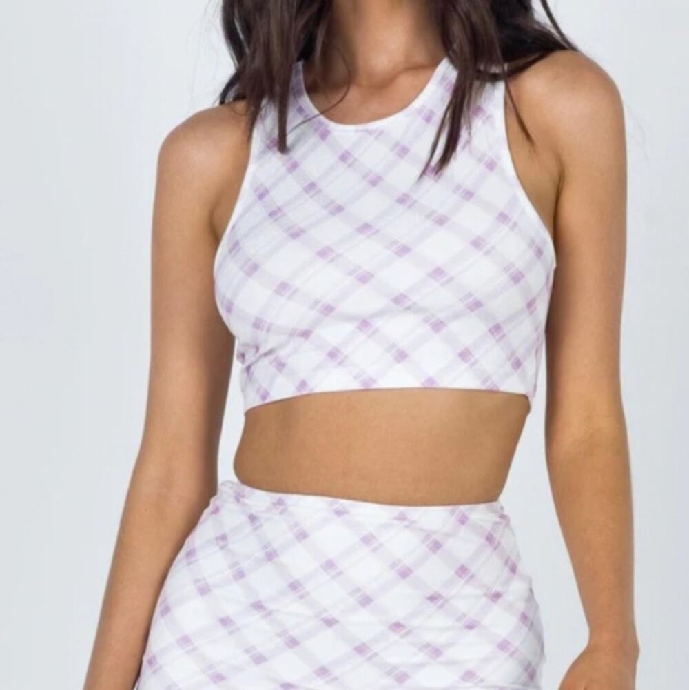 *FINAL PRICE DROP* Princess Polly Purple Plaid Crop Top
